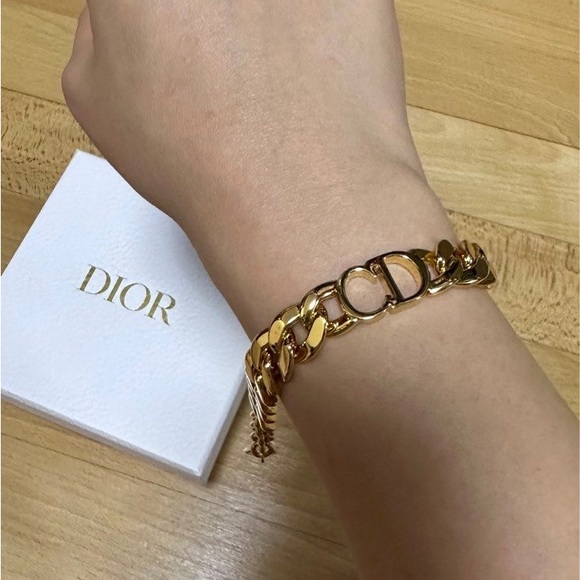 Dior Jewelry - Christian Dior goldtone cuban link monogram bracelet